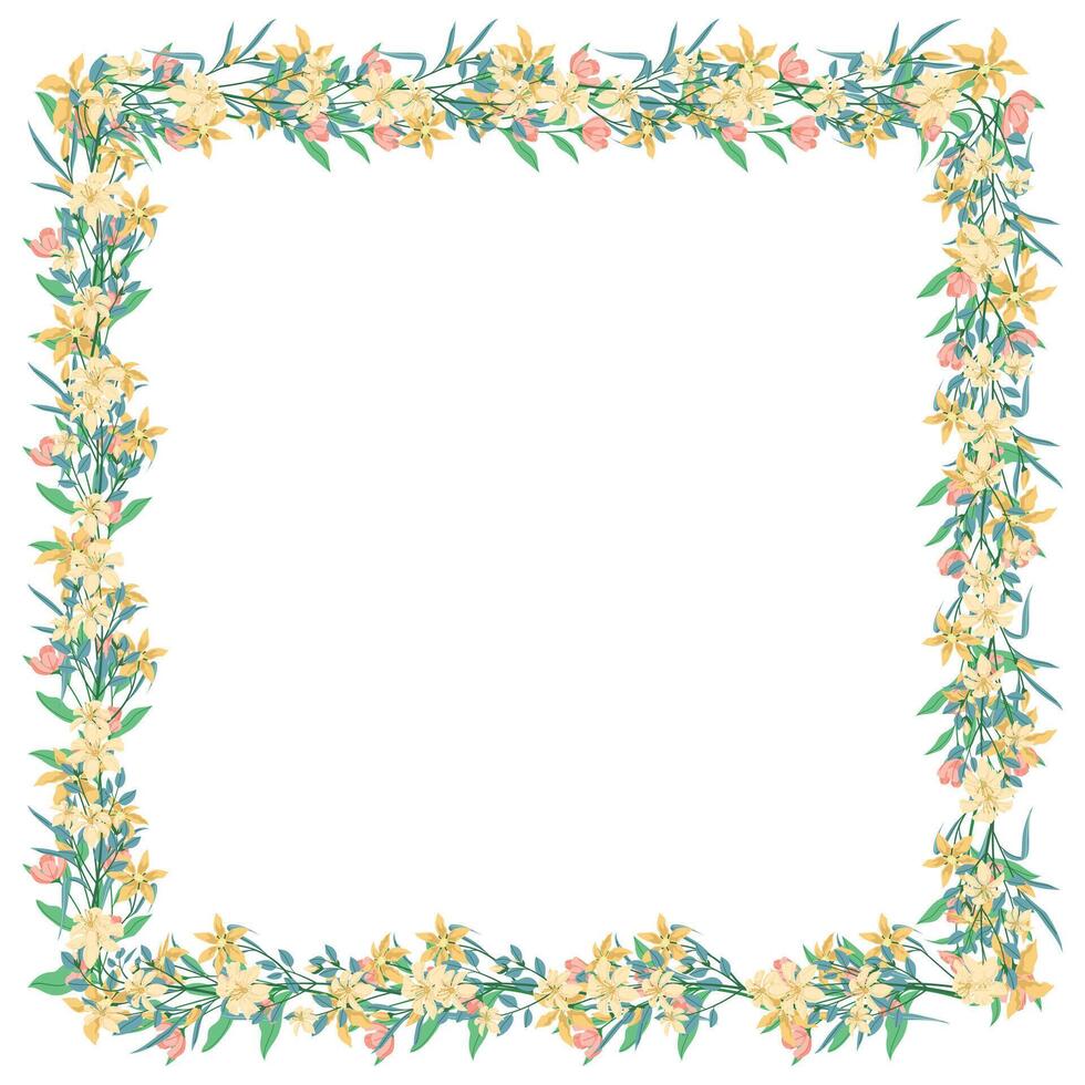 Vektor Hand gezeichnet Blumen- Rahmen auf Weiß Hintergrund