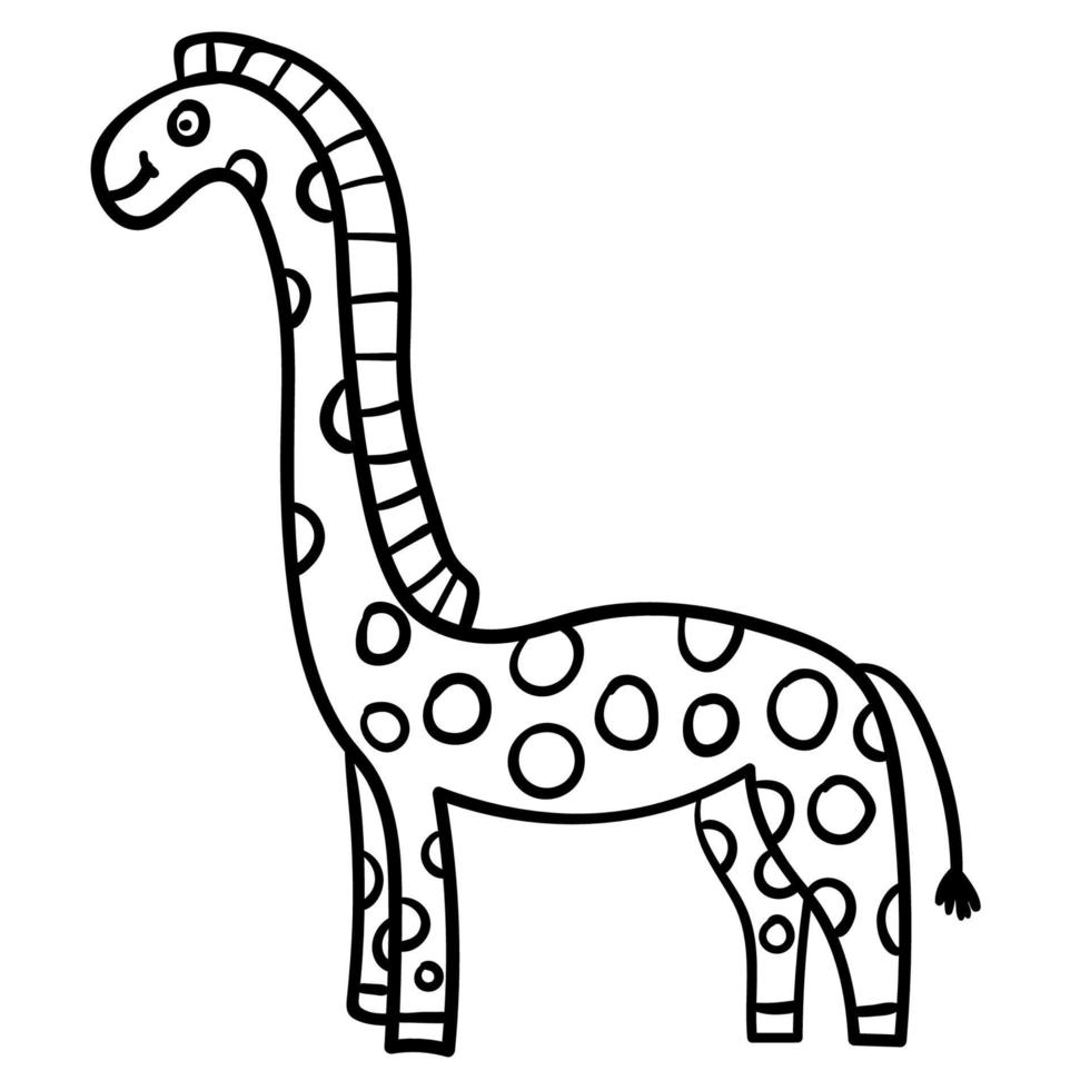 Cartoon Doodle lineare Giraffe isoliert auf weißem Hintergrund. vektor