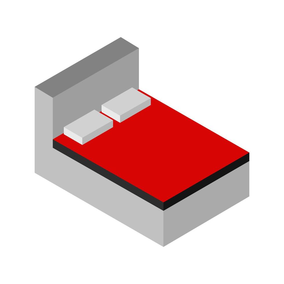 isometrisk säng på en vit bakgrund vektor