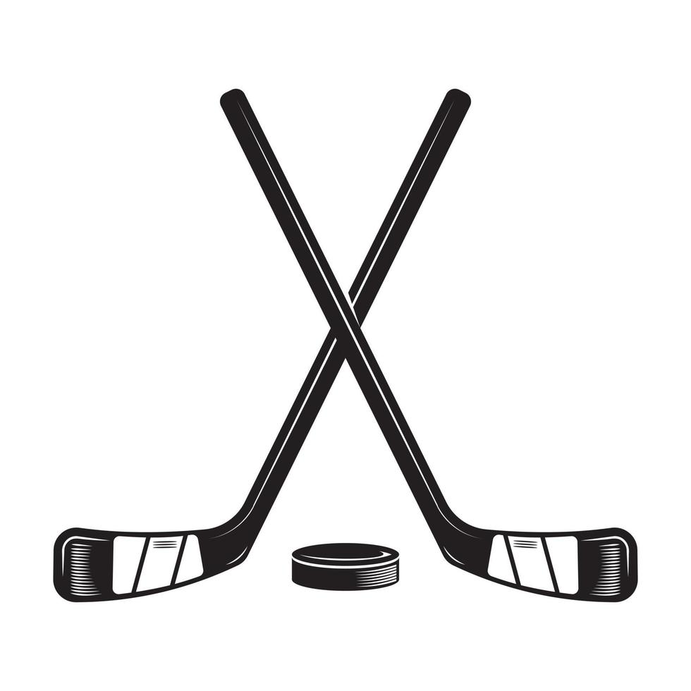 Eishockey-Design auf weißem Hintergrund. Hockeyschläger Strichzeichnungen Logos oder Symbole. Vektor-Illustration. vektor