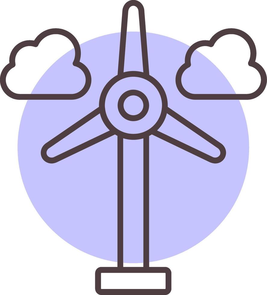 vind turbin linje form färger ikon vektor