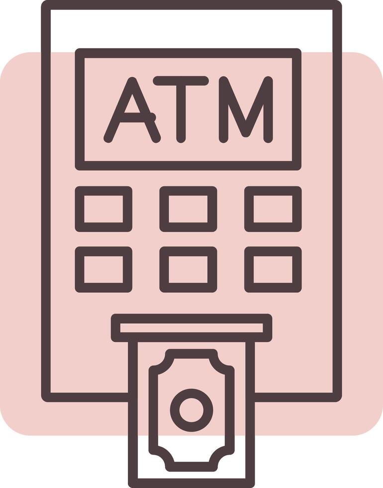 Bankomat maskin linje form färger ikon vektor