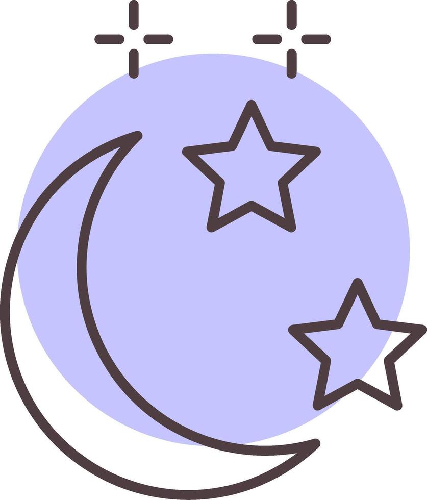 Mond und Star Linie gestalten Farben Symbol vektor