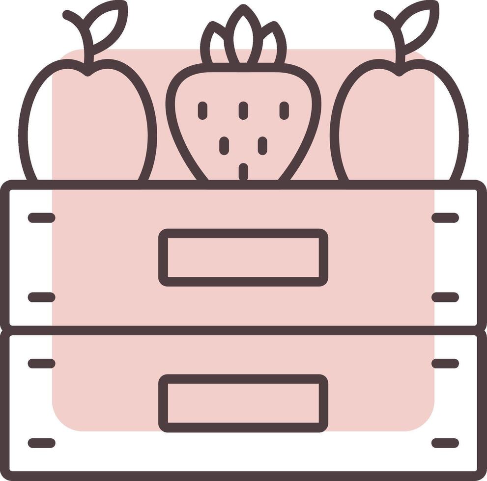 frukt låda linje form färger ikon vektor
