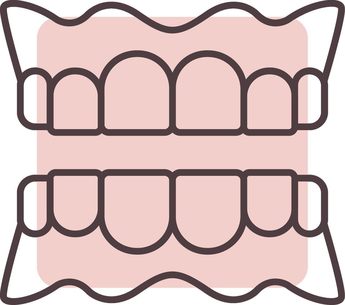 tandprotes linje form färger ikon vektor