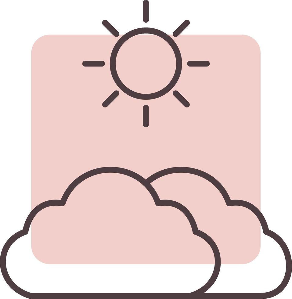 moln och Sol linje form färger ikon vektor