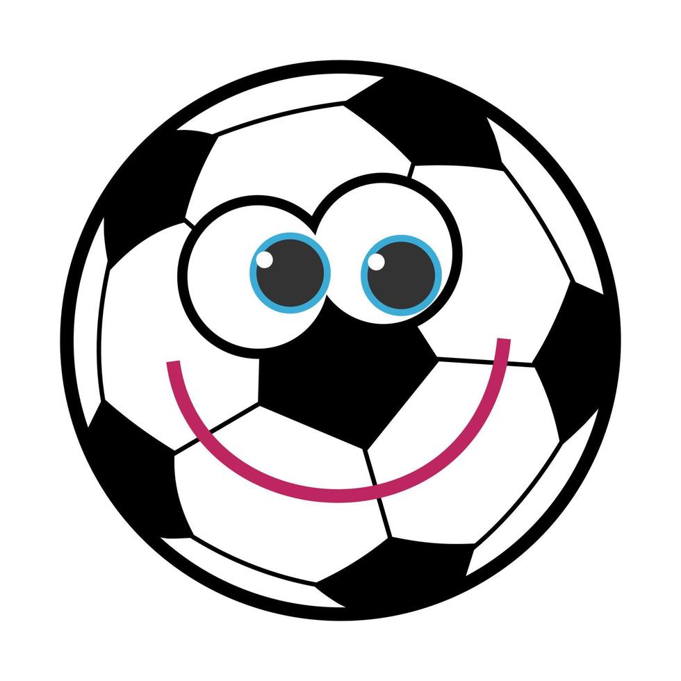ein lustiger Cartoon-Fußball mit einem glücklichen Gesicht vektor