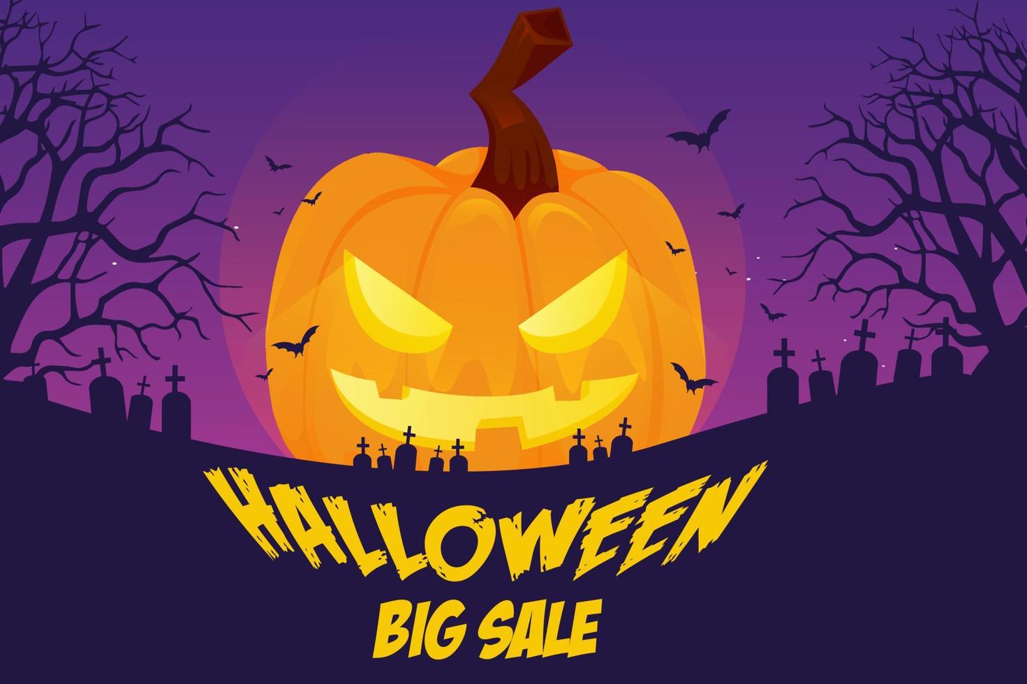 halloween pumpa rea 50 procent rabatt rabatt koncept. banner och bakgrund vektor illustration