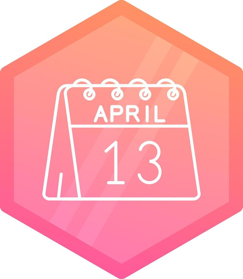 13: e av april lutning polygon ikon vektor