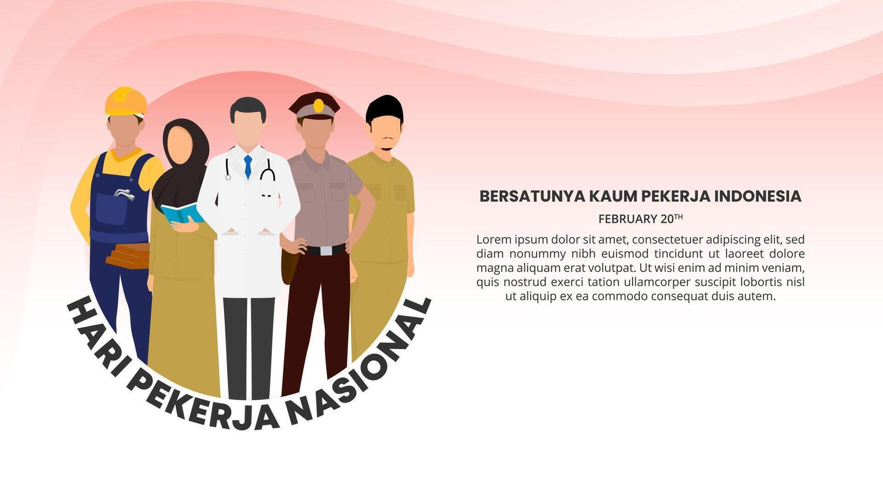 Hari pekerja nasional oder Indonesien Arbeit Tag Hintergrund mit indonesisch National Arbeitskräfte vektor