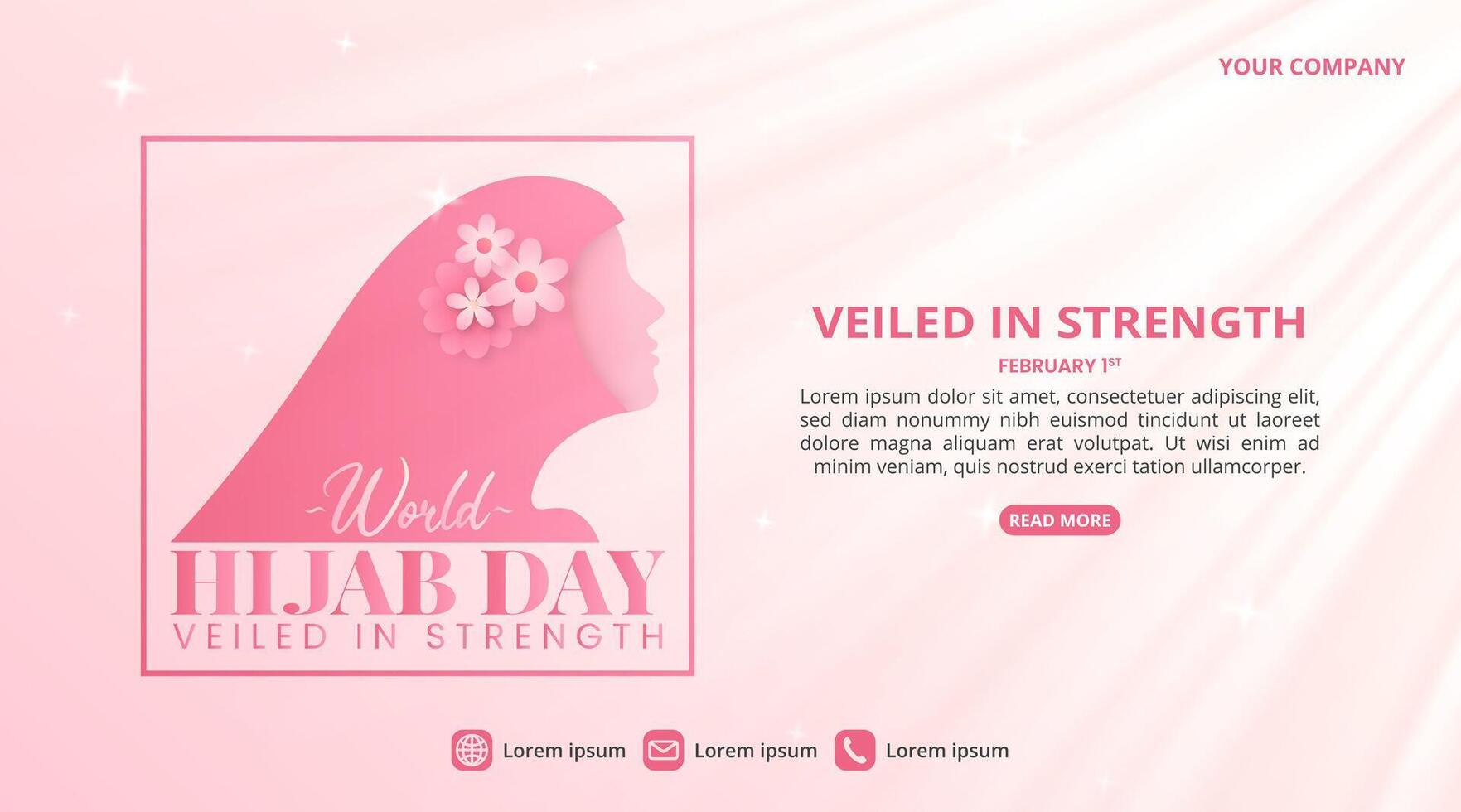 värld hijab dag bakgrund med en silhuett muslim kvinna vektor