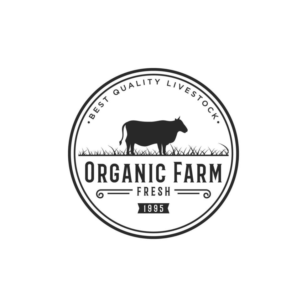 retro Jahrgang Prämie Qualität organisch Tier Bauernhof Logo Design. Logo zum Geschäft, Vieh, Etiketten und Abzeichen. vektor