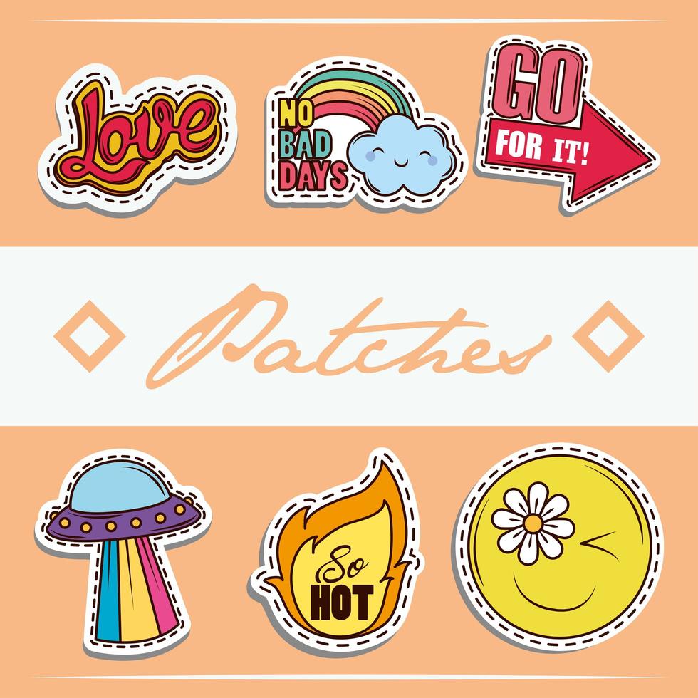 Patches lustiges Set vektor