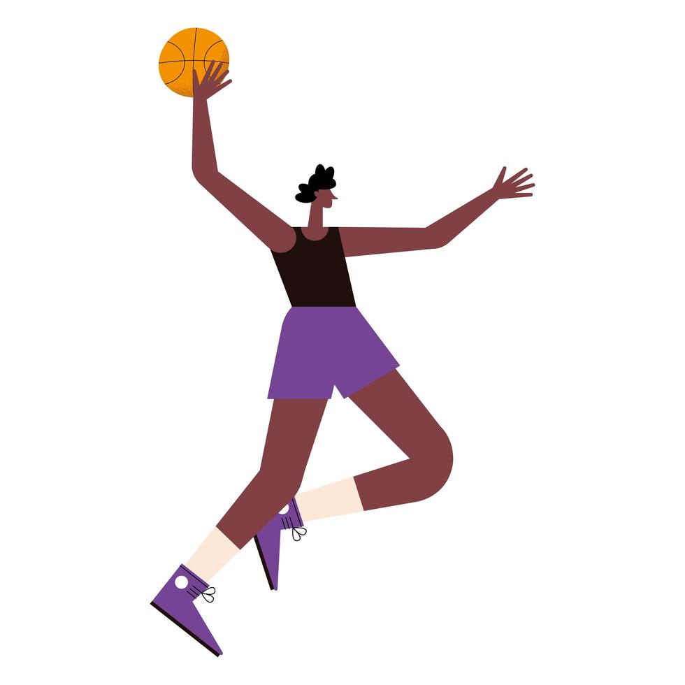 Afro-Mann, der Basketball spielt vektor