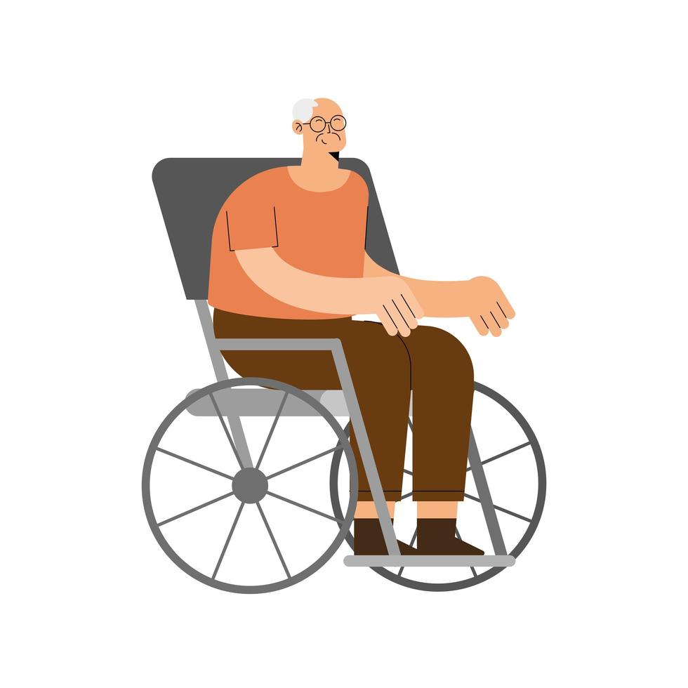 alter Mann im Rollstuhl vektor