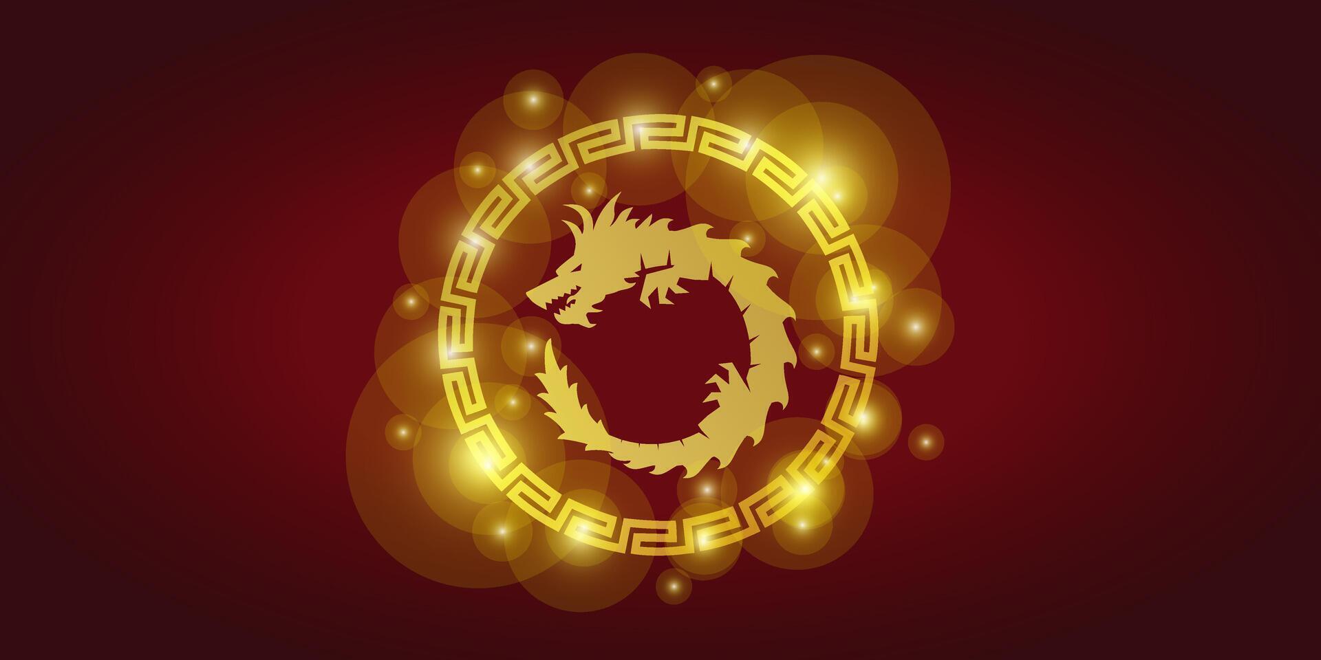 Chinesisch Neu Jahr 2024 mit Drachen Kreis Logo zum Banner vektor