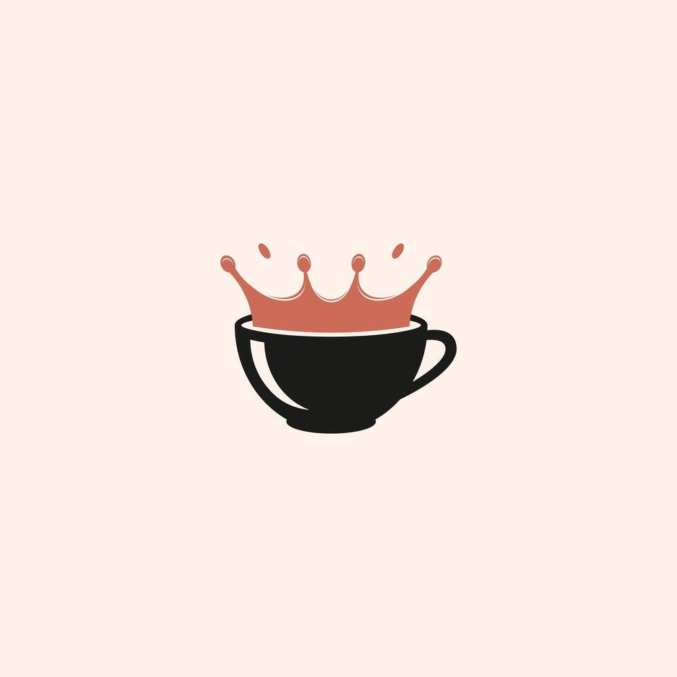 kaffe kung logotyp illustration, kaffe kopp med krona logotyp design begrepp vektor