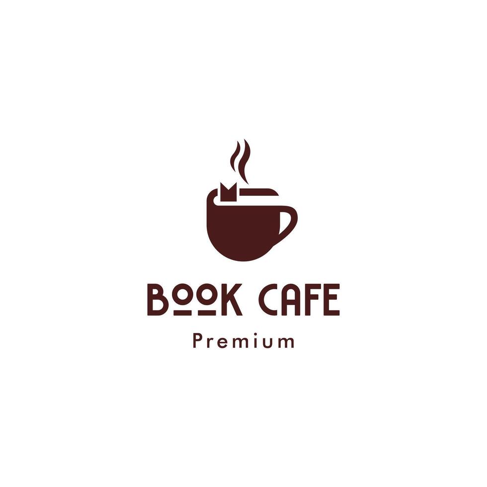 kaffe kopp och bok logotyp design vektor