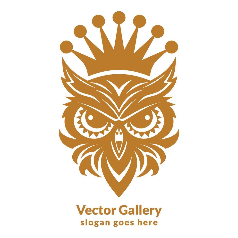 Vektor Eule Gesicht mit Krone Illustration und Logo Design