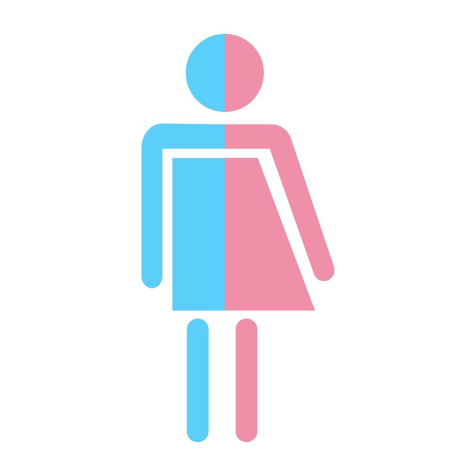 unisex Waschraum Barrierefreiheit Symbol. Transgender Symbol. Badezimmer Glyphe Symbol im Rosa und Blau Farben. vektor