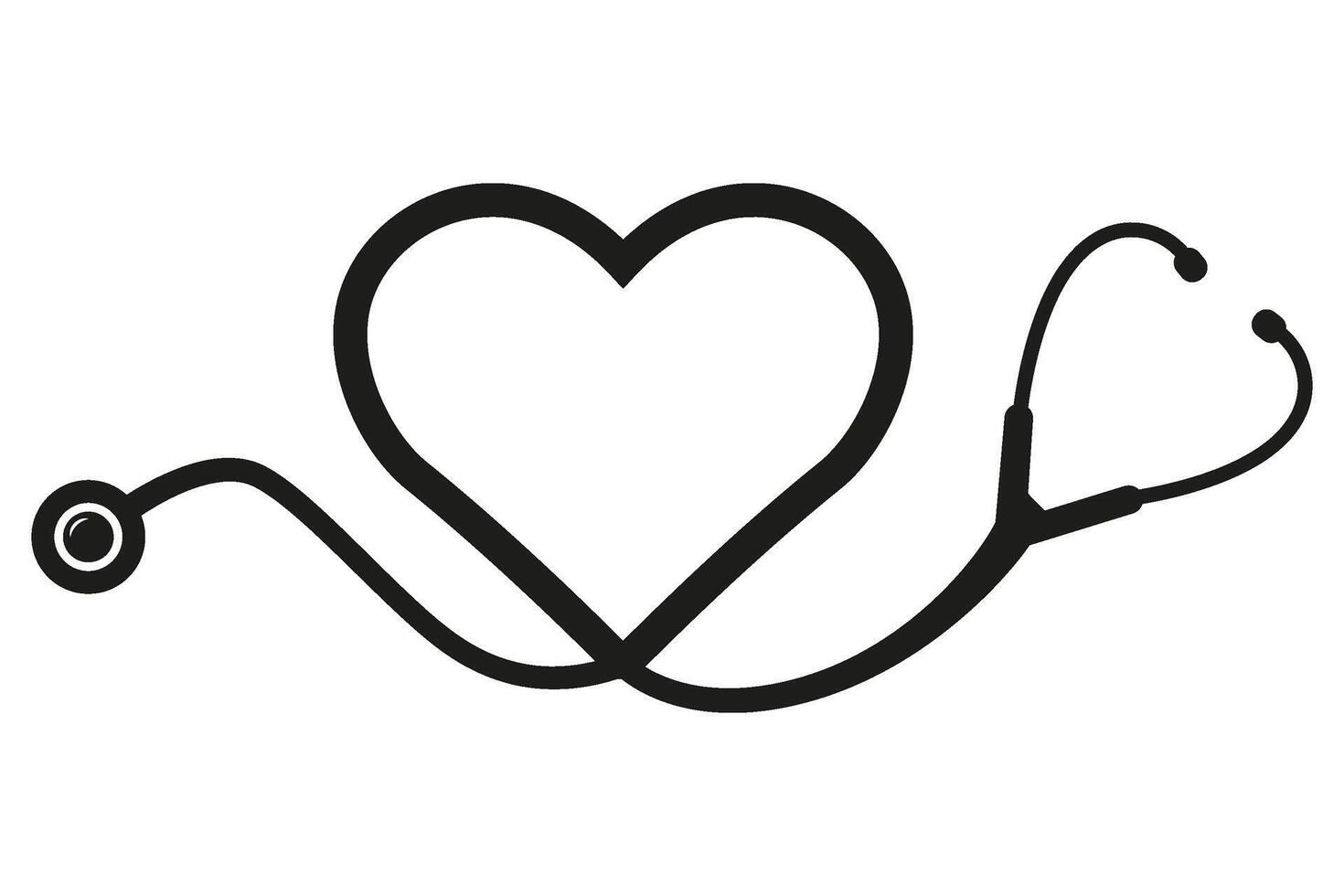 Stethoskop im Herz Form, Vektor Krankenschwester Instrument Symbol Illustration isoliert auf Weiß Hintergrund