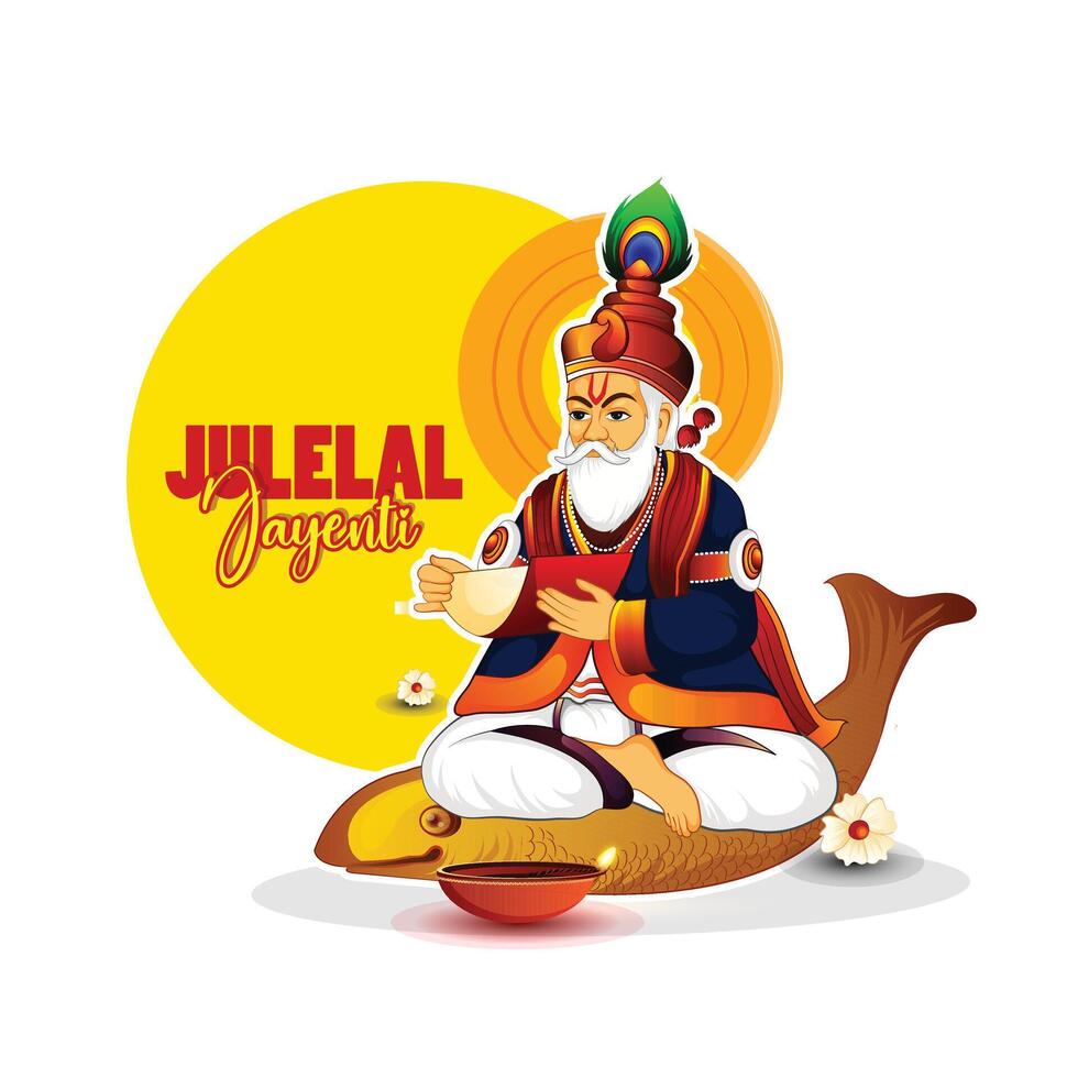 jhulelal jayanti, cheti chand är en festival den där märken de början av de lunar hindu ny år för sindhi hinduer. vektor