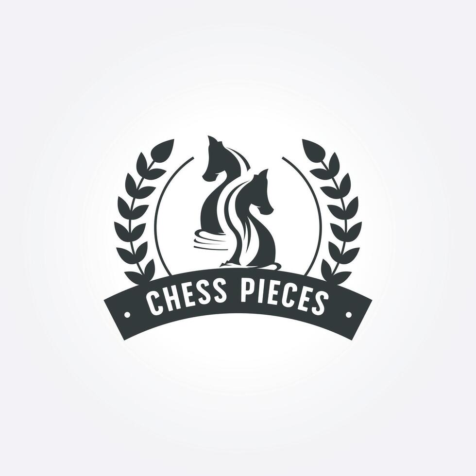 schack riddare logotyp ikon emblem med vete bricka. schack klubb årgång vektor illustration