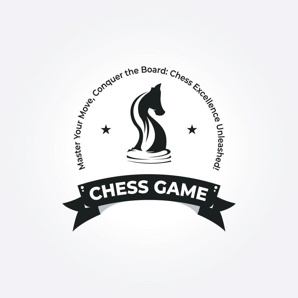 minimalistisk emblem årgång vektor schack riddare logotyp ikon. schack klubb bricka illustration