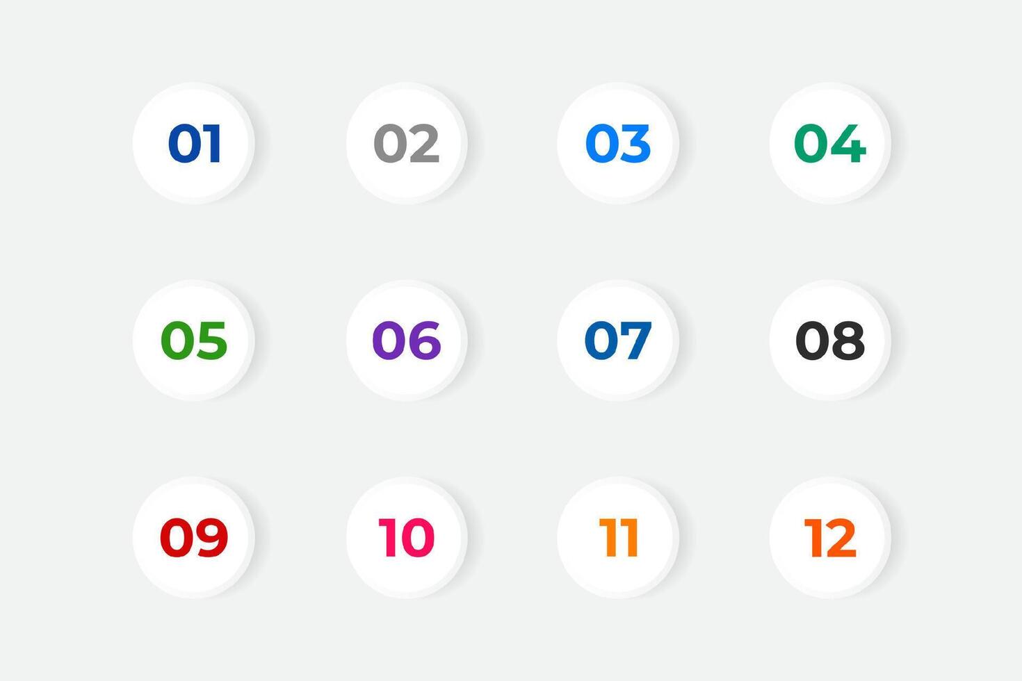 Aufzählungszeichen Nummern von eins bis zwölf vektor