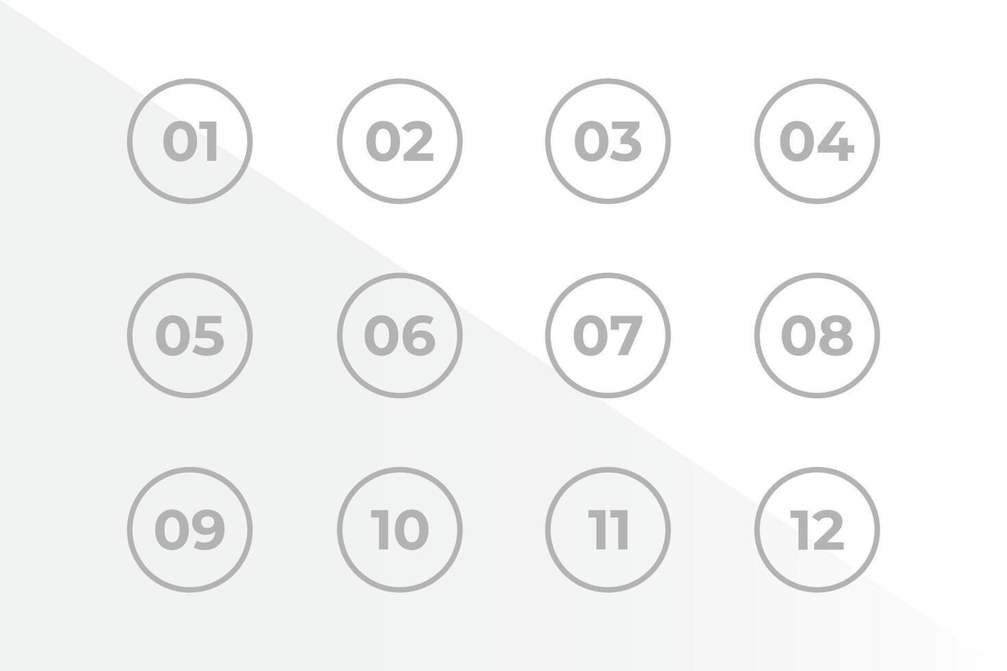 Aufzählungszeichen Nummern von eins bis zwölf vektor