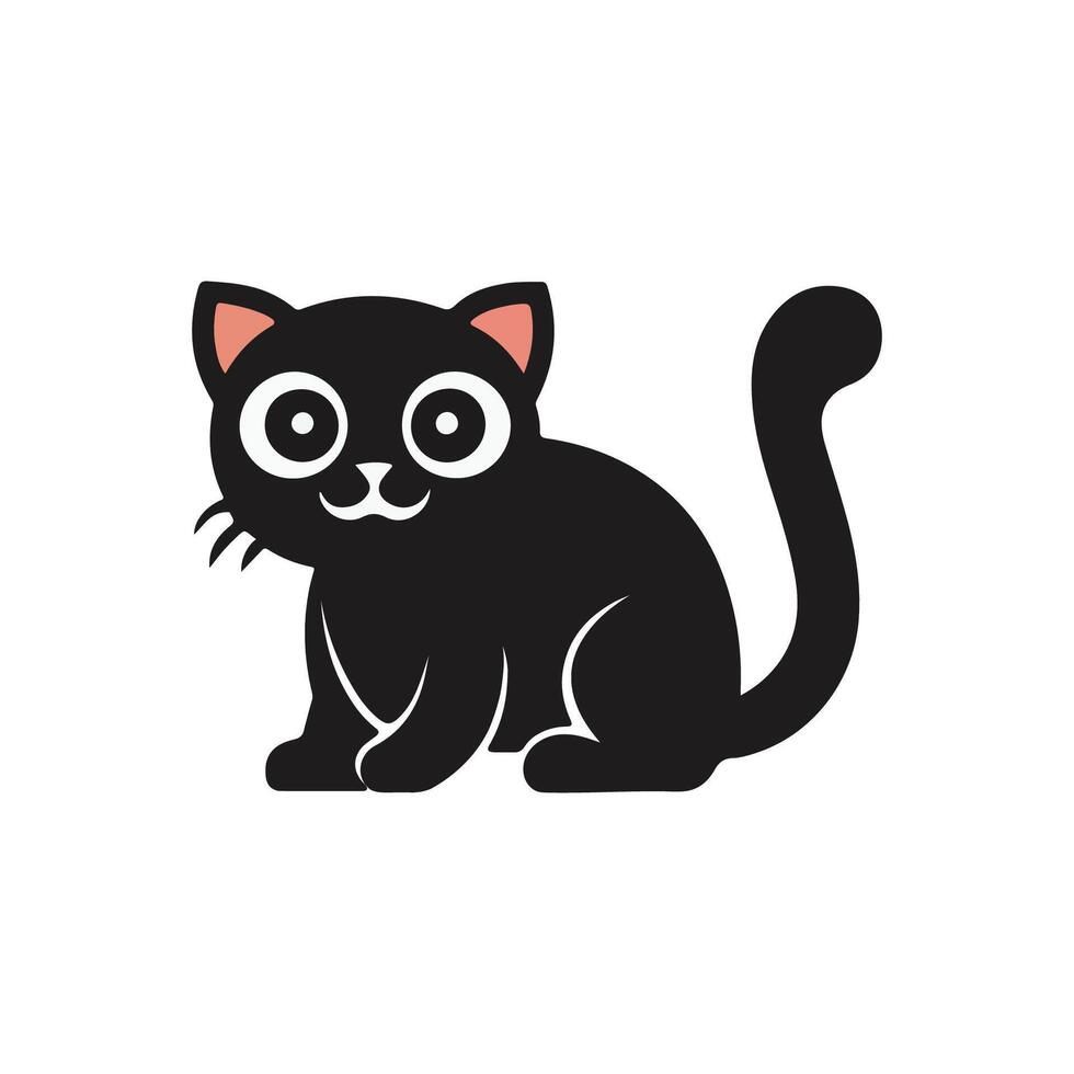 svart katt tecknad serie ikon vektor
