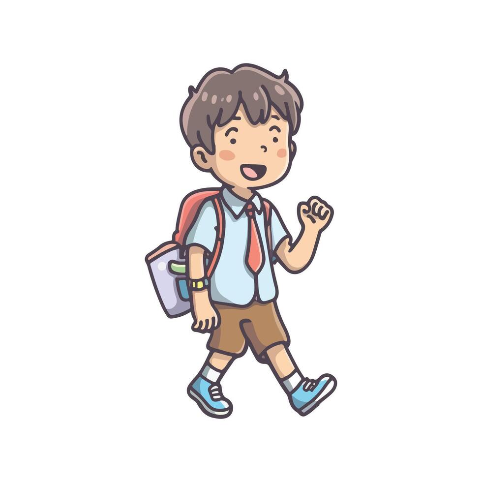 jung Junge mit Rucksack Vektor Karikatur Charakter