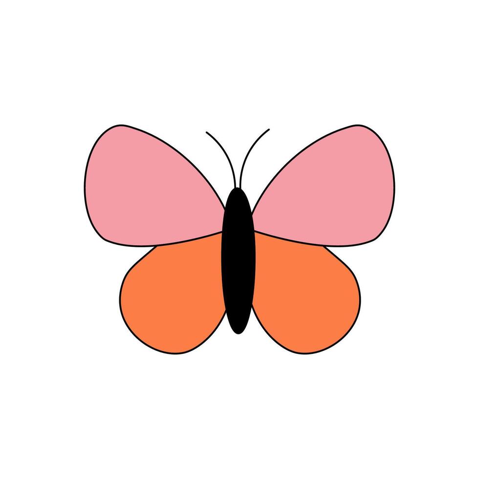 Vektor Clip Art Schmetterling im retro Stil. Lager isoliert Bild auf ein Weiß Hintergrund. perfekt zum Karten, Logo, Dekorationen, Frühling und Sommer- Entwürfe.