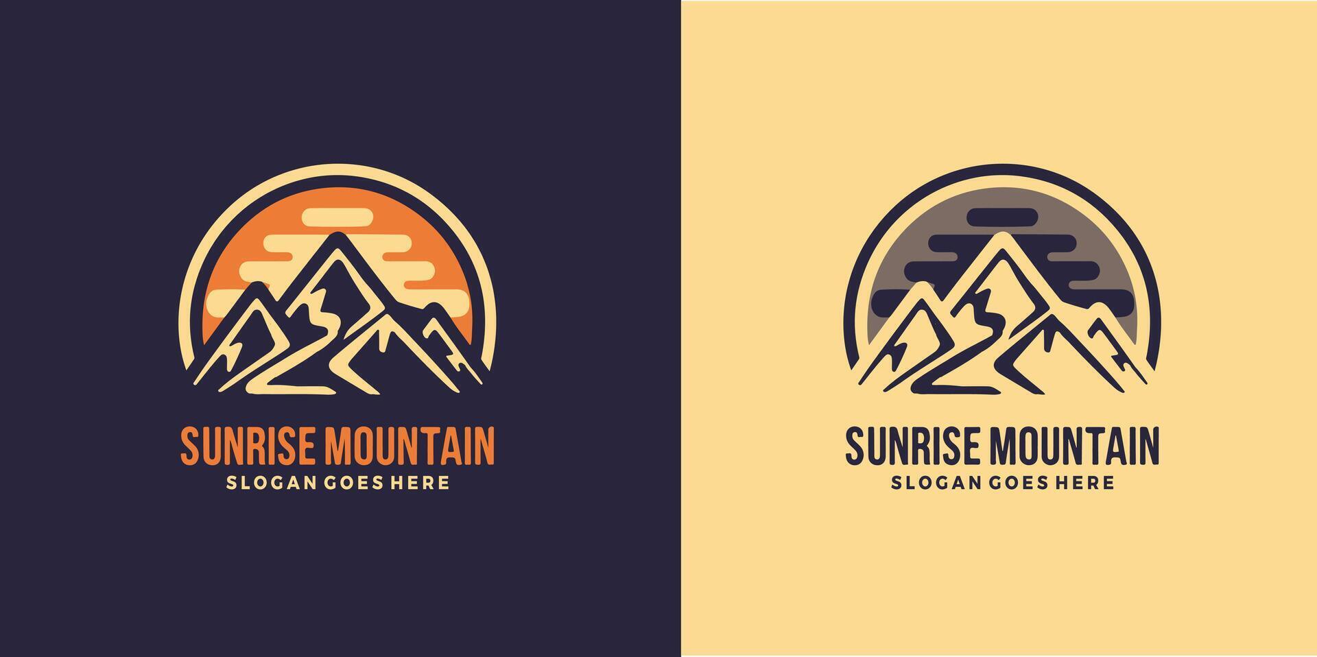 Berg Sonnenaufgang Logo , Natur Logo kostenlos Vektor und kostenlos svg