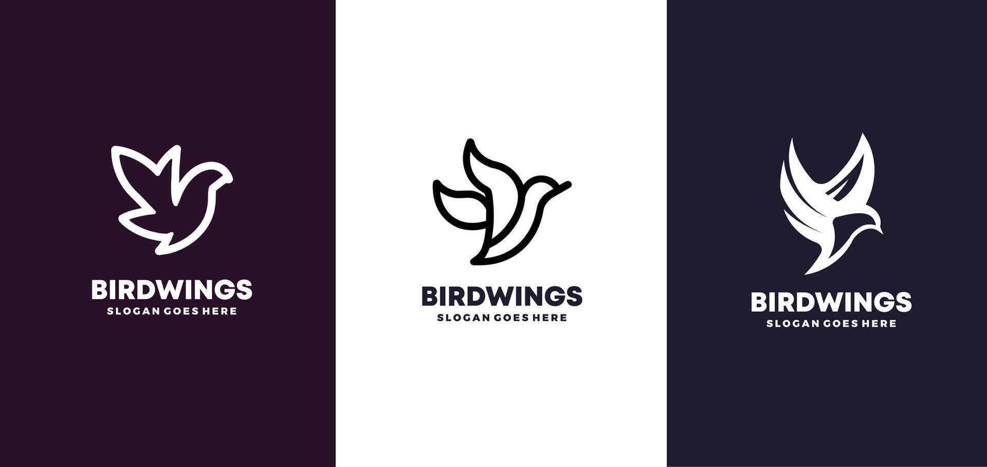 vingar logotyp, fågel Fenix logotyp, fågel vinge vektor uppsättning mall illustration, vinge varumärke design, fri vektor