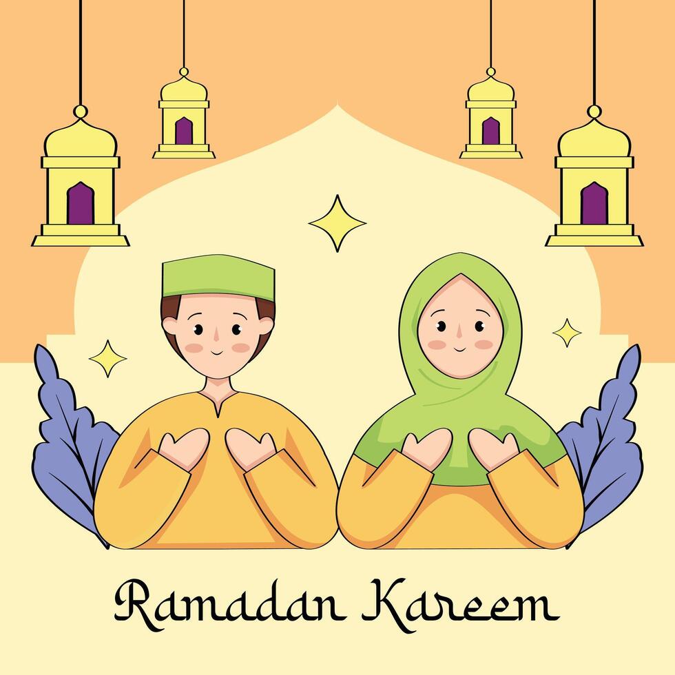 Ramadan kareem Vektor Illustration mit Muslim Paar Illustration