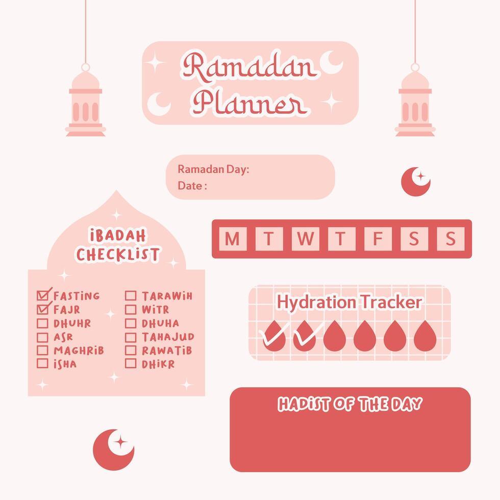 Sammlung von Ramadan Planer Vektor Abbildungen