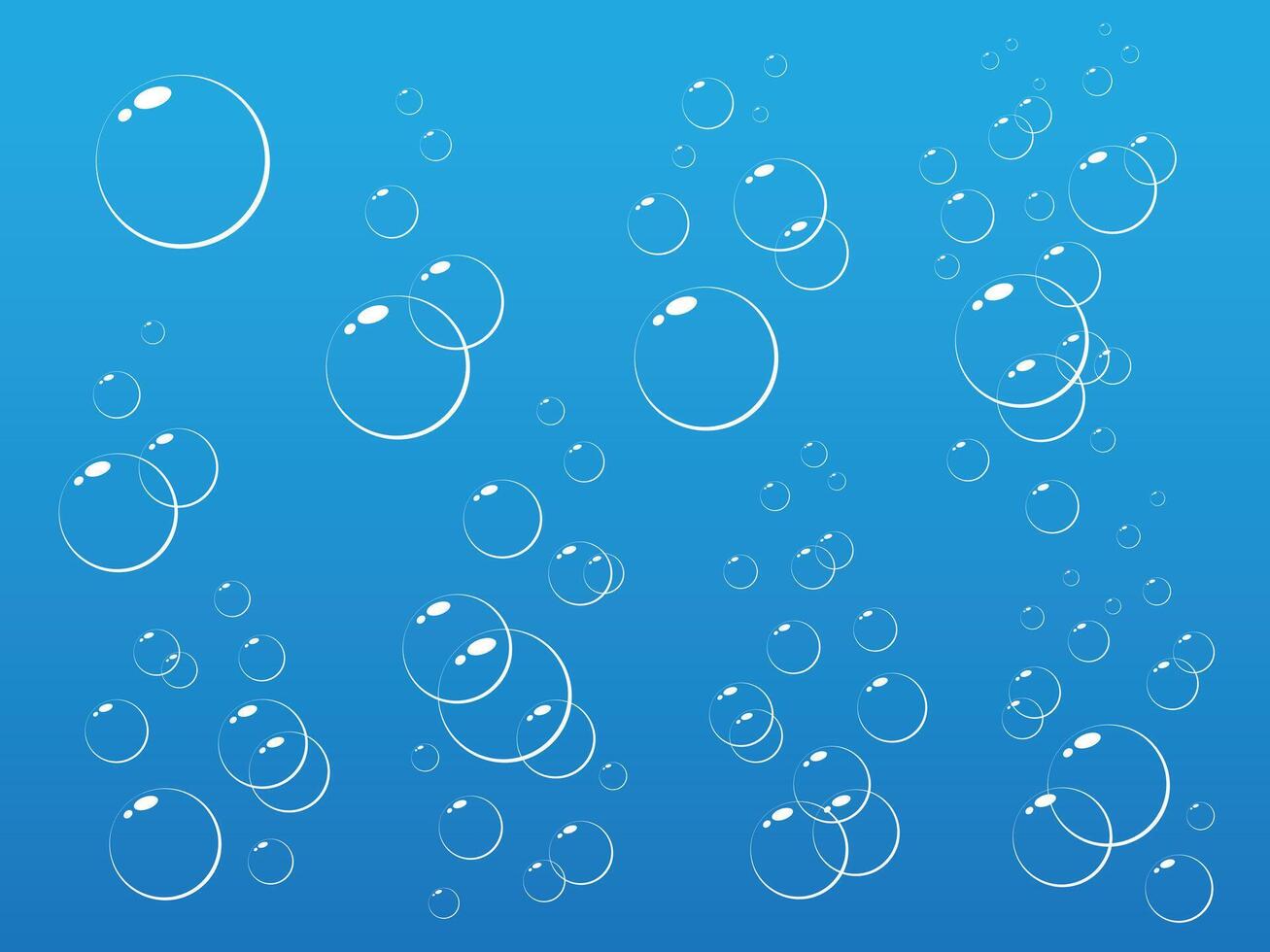 Weiß Linie sprudelnd aqua Hintergrund Illustration von transparent Luftblasen im sauber Blau Wasser, mit ein frisch und unter Wasser Design vektor