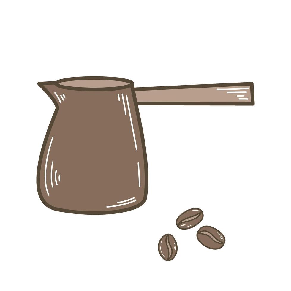 kaffe pott och kaffe bönor klämma konst vektor
