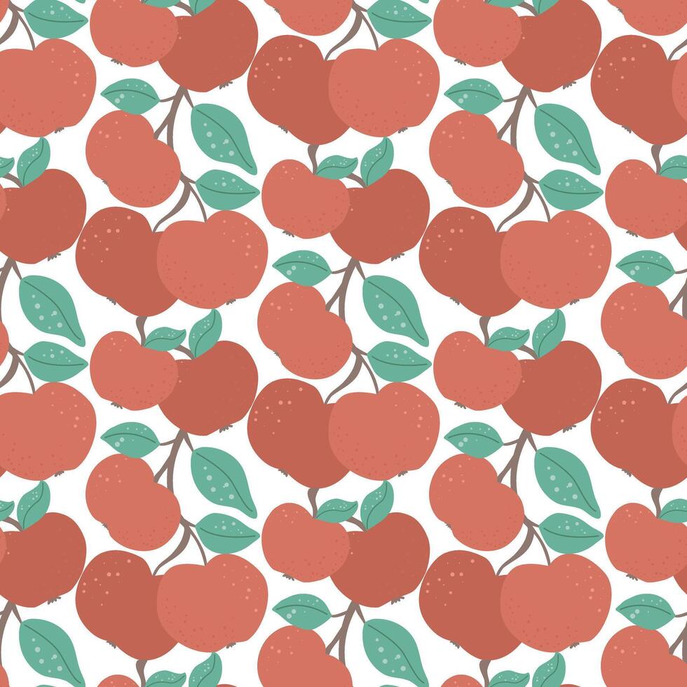 röd mogen texturerad äpplen sömlös mönster vektor