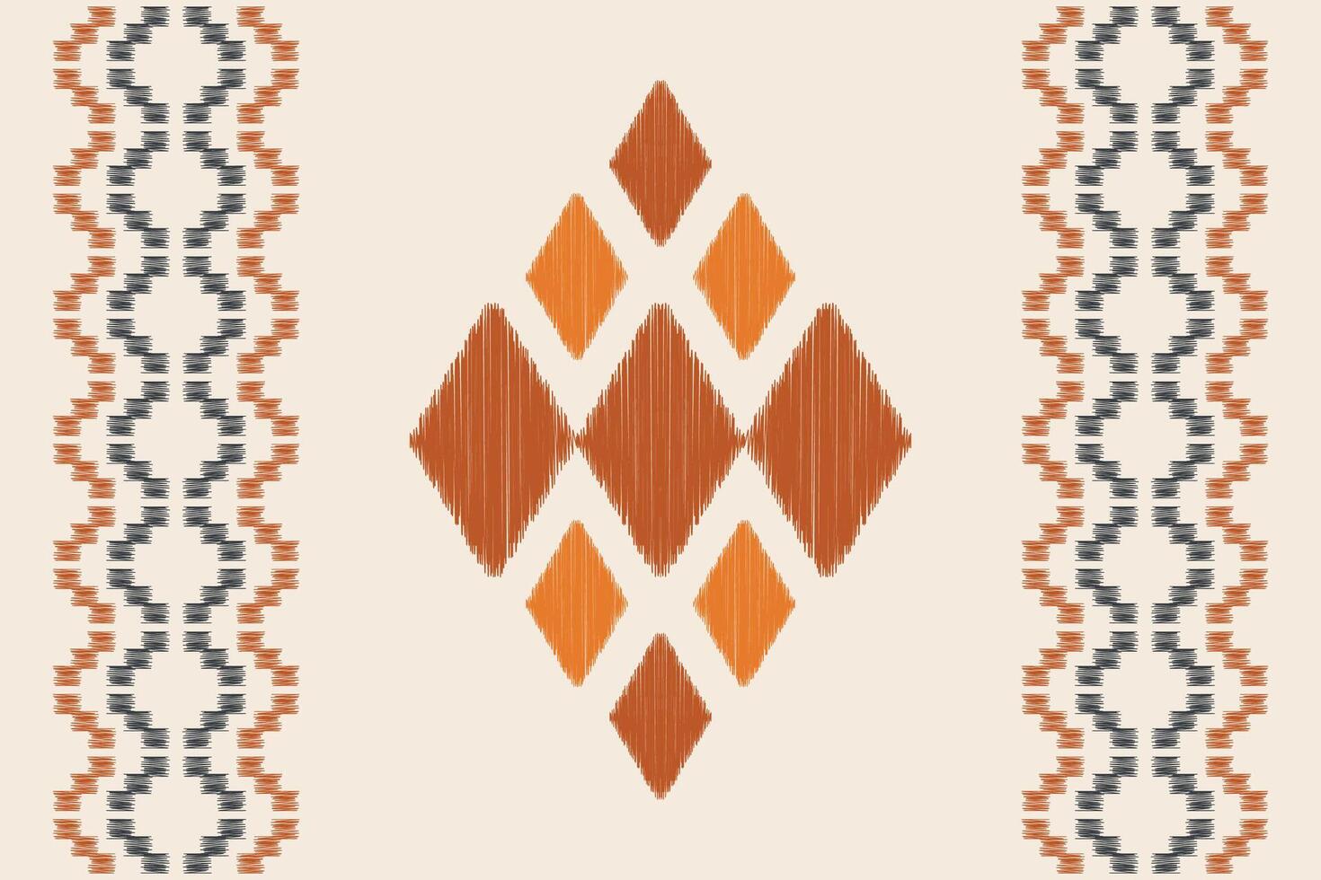 etnisk ikat tyg mönster geometrisk stil.afrikansk ikat broderi etnisk orientalisk mönster brun grädde bakgrund. abstrakt, vektor, illustration.textur, kläder, ram, dekoration, motiv, matta. vektor