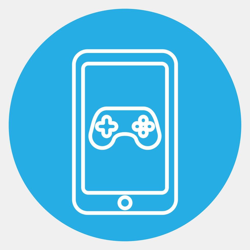 Symbol Handy, Mobiltelefon Spiel. Esport Spielen Elemente. Symbole im Blau runden Stil. gut zum Drucke, Poster, Logo, Werbung, Infografiken, usw. vektor