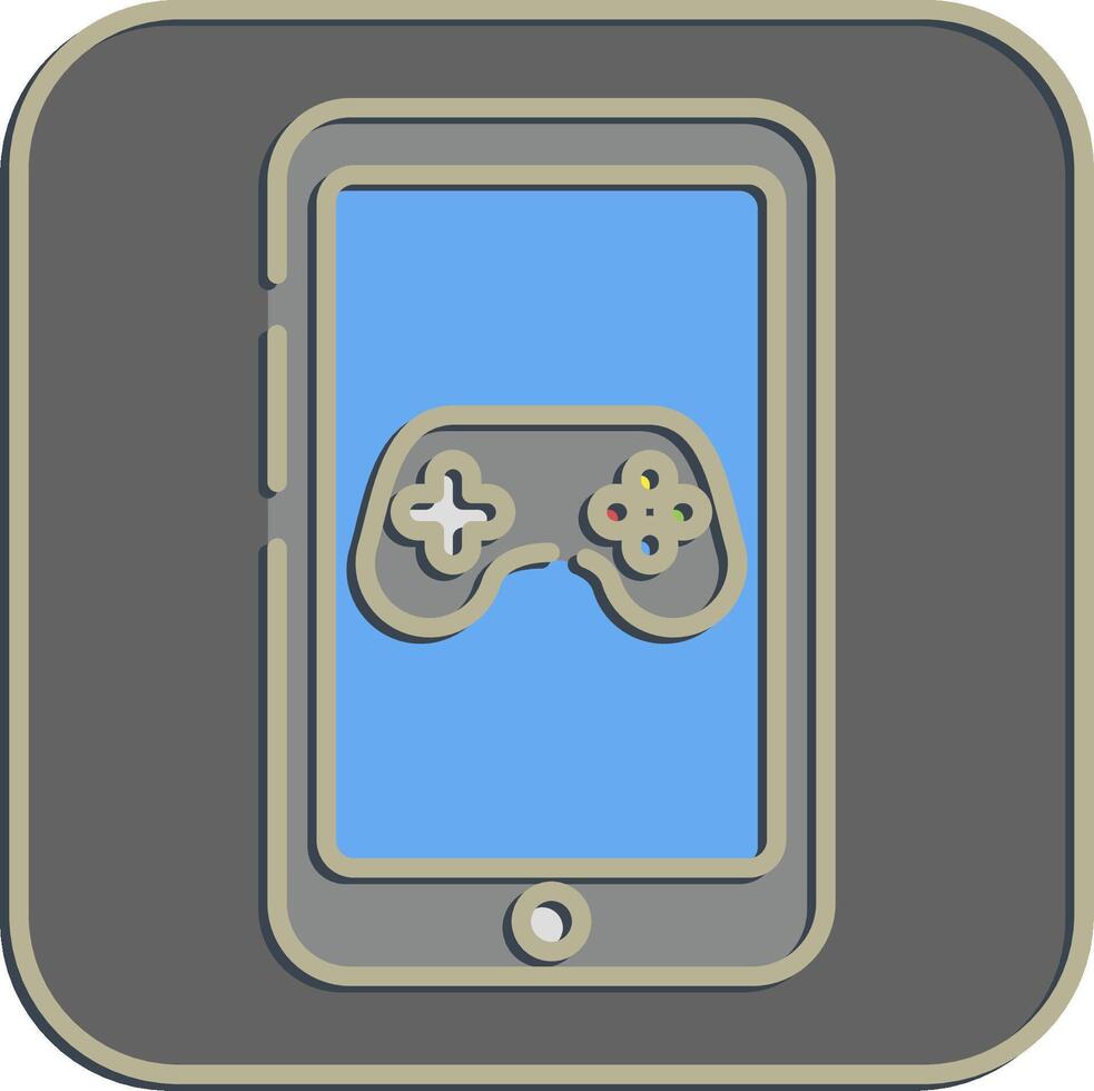 Symbol Handy, Mobiltelefon Spiel. Esport Spielen Elemente. Symbole im geprägt Stil. gut zum Drucke, Poster, Logo, Werbung, Infografiken, usw. vektor