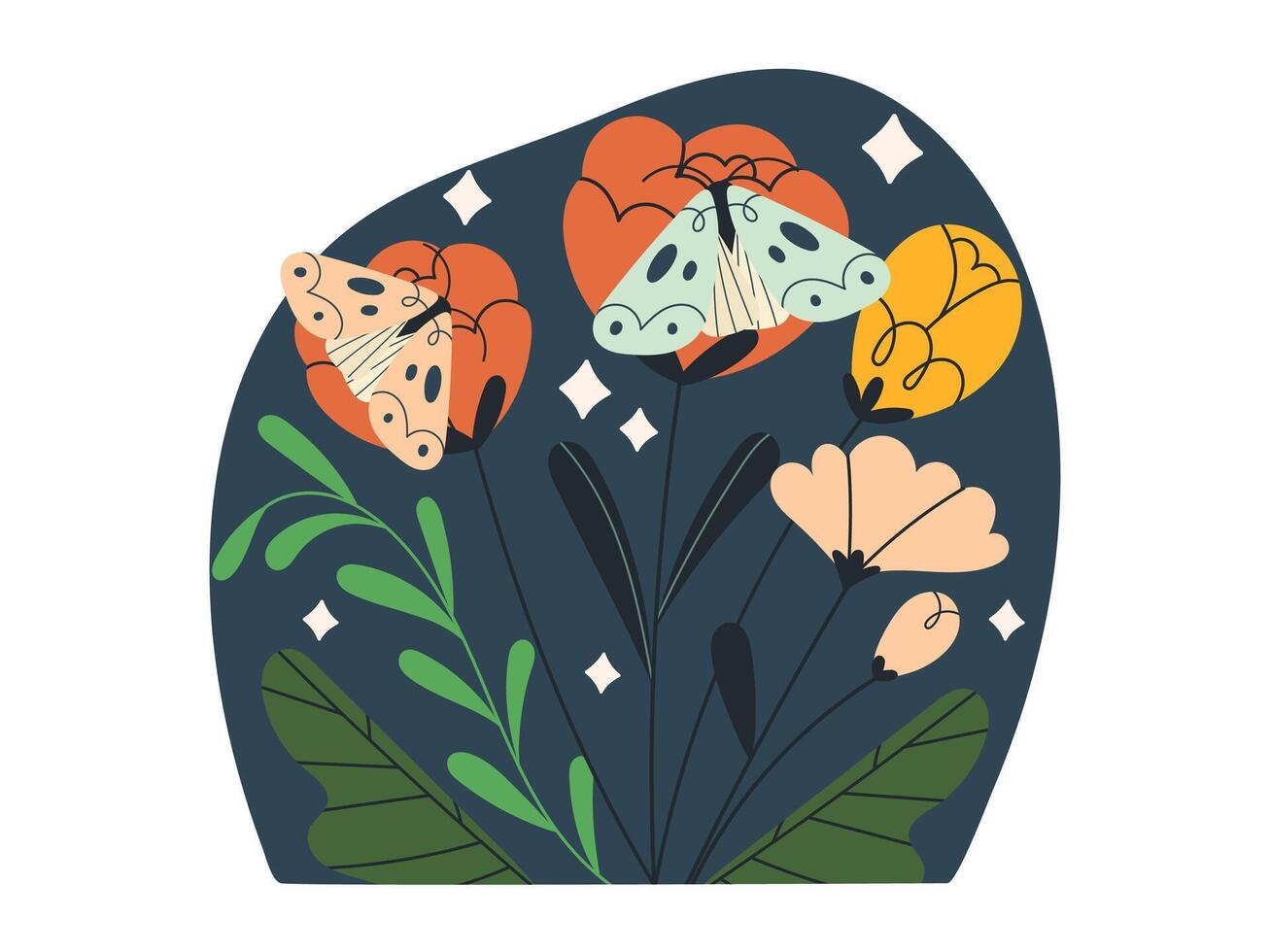 Flora Pflanzen Natur Aufkleber Illustration vektor