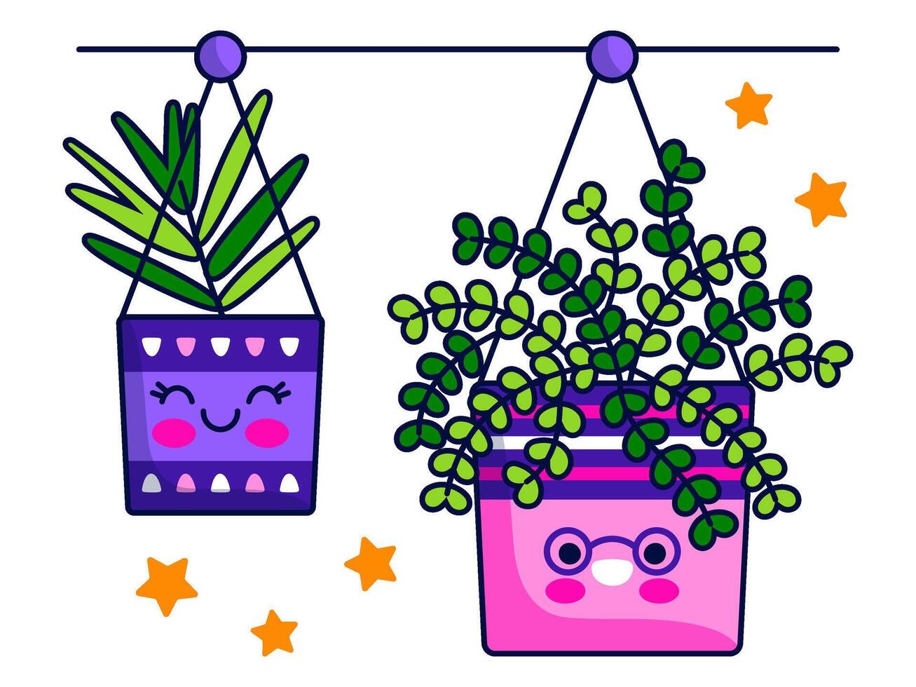 blommor och växter klistermärke element karaktär illustration vektor
