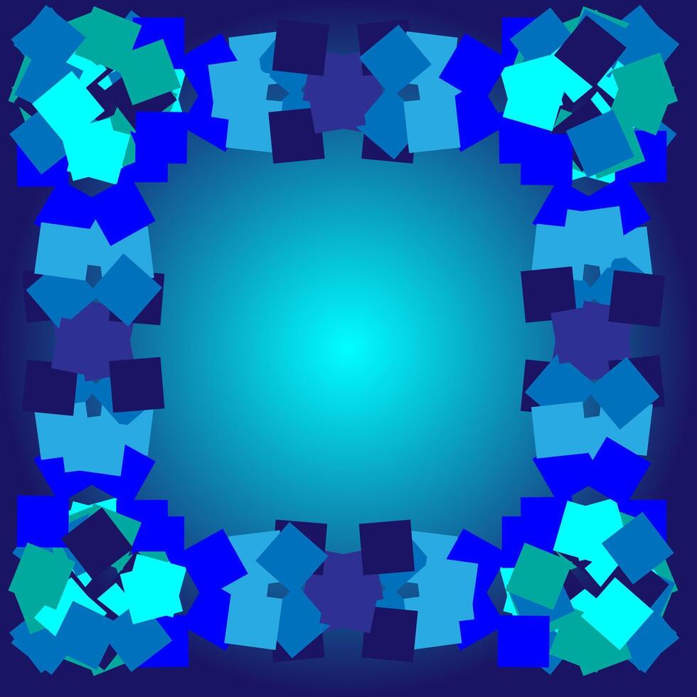 geometrisch abstrakt Rahmen gemacht von Quadrate auf ein Blau Gradient Hintergrund vektor