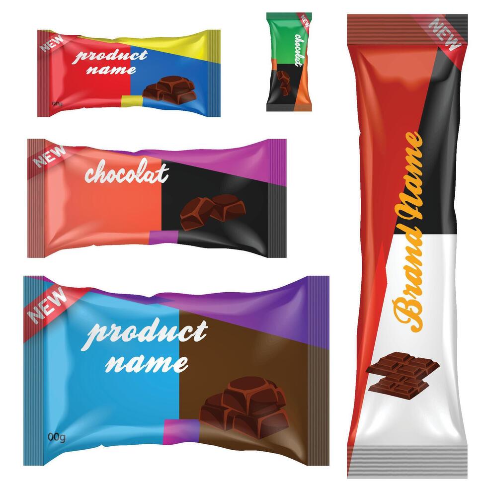 Schokolade Bar von Süßigkeiten Bar einstellen isoliert auf Weiß Hintergrund vektor