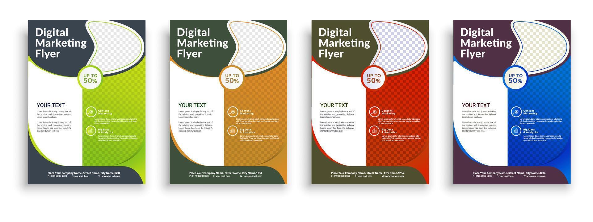 Digital Marketing Poster Flyer Pamphlet Broschüre Startseite Design Layout Raum zum Foto Hintergrund, Vektor Illustration Vorlage im a4 Größe