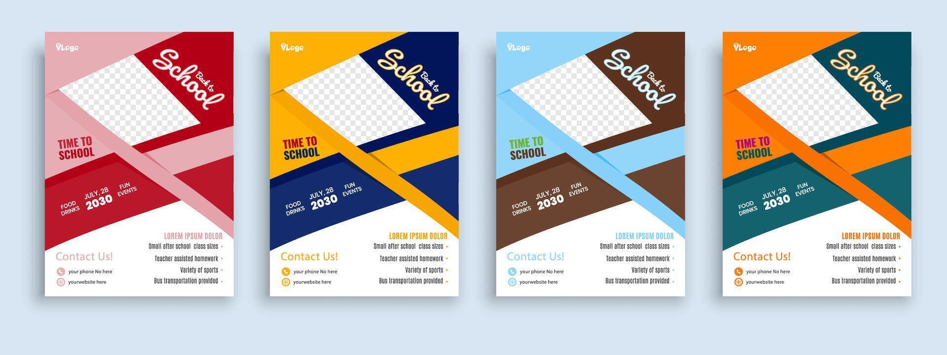 flygblad broschyr omslag mall för barn tillbaka till skola utbildning antagning layout design mall vektor