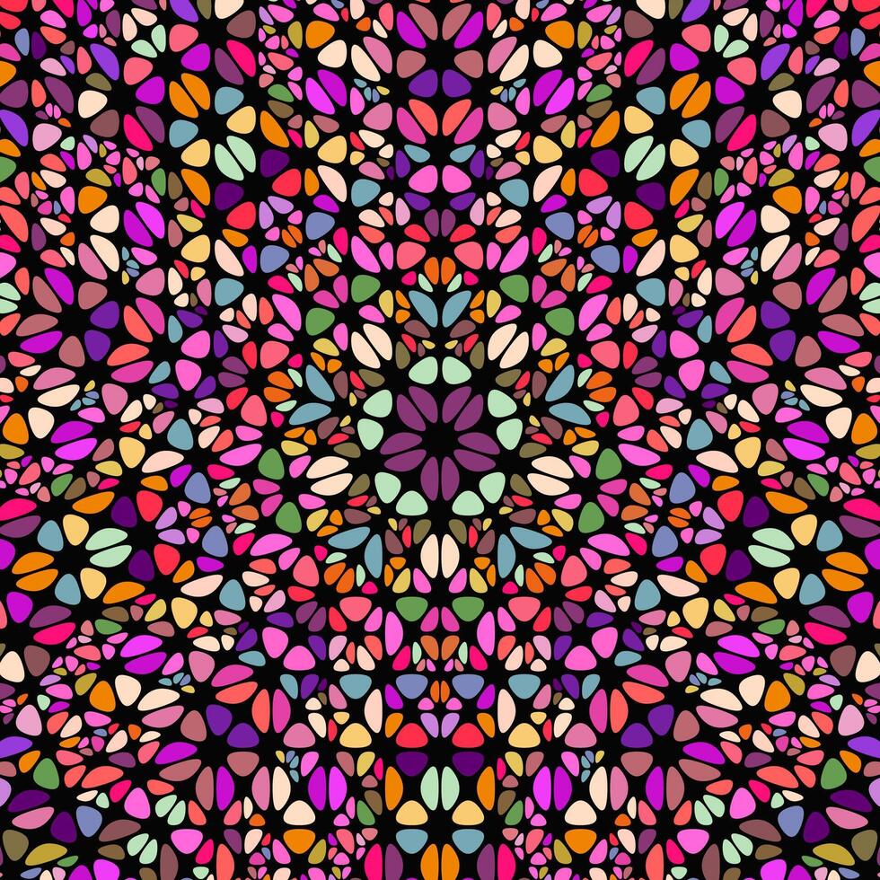 geometrisch radial Mosaik Muster Hintergrund Design - - bunt hypnotisch Vektor Kunst